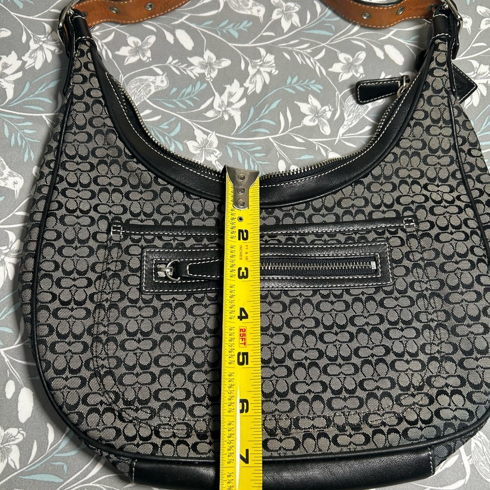 COACH Monogram Mini Signature Canvas + Leather Hobo Shoulder Bag #J2K - Picture 6 of 7